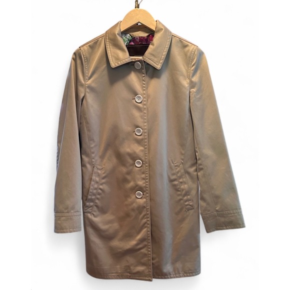 Coach Jackets & Blazers - Coach Khaki Tan Trench Coat Floral Signature Lining Button Up Jacket Small